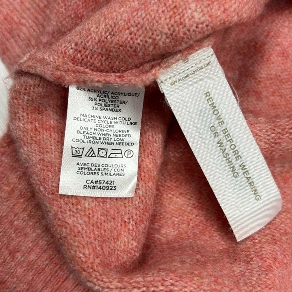 Ann Taylor LOFT Marled Mock Neck Sweater XS Coral Pink Cozy Knit